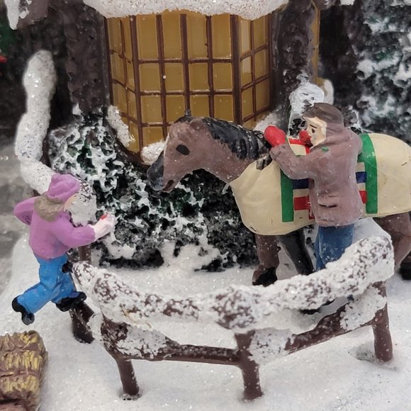 Thomas Kinkade Christmas Village Warm Winter Wishes Family Cottage Horse 1996 90 - Picture 3 of 16